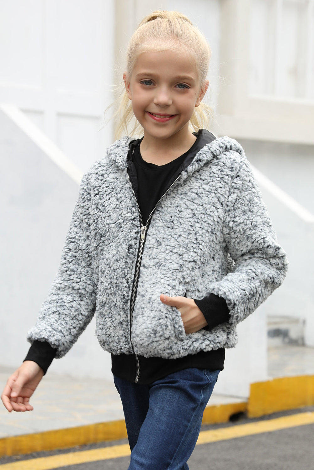 Girls' Faux Fur Bomber Jacket