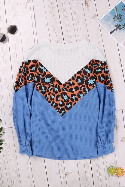 Top de punto con patchwork de leopardo colorblock