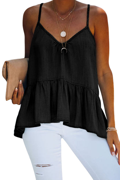 Spaghetti Straps Peplum Tank