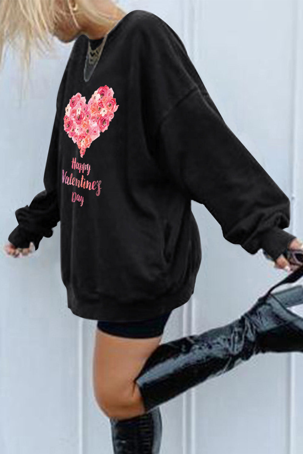 Dark Blue Oversized Solid Drop Shoulder Sweatshirt