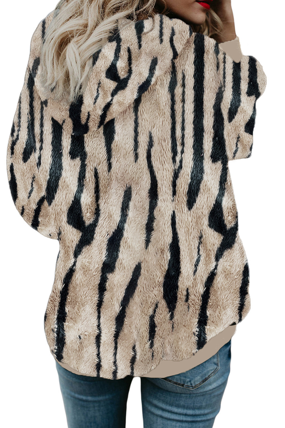 Camo Print Warm Furry Pullover Hoodie