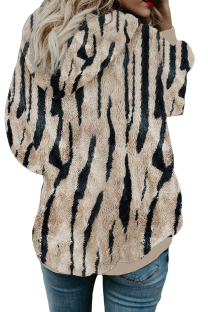 Camo Print Warm Furry Pullover Hoodie