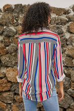 Blue Striped Modern Women Shirt - HannaBanna Clothing