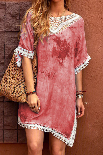 Vestido de playa teñido anudado a crochet 