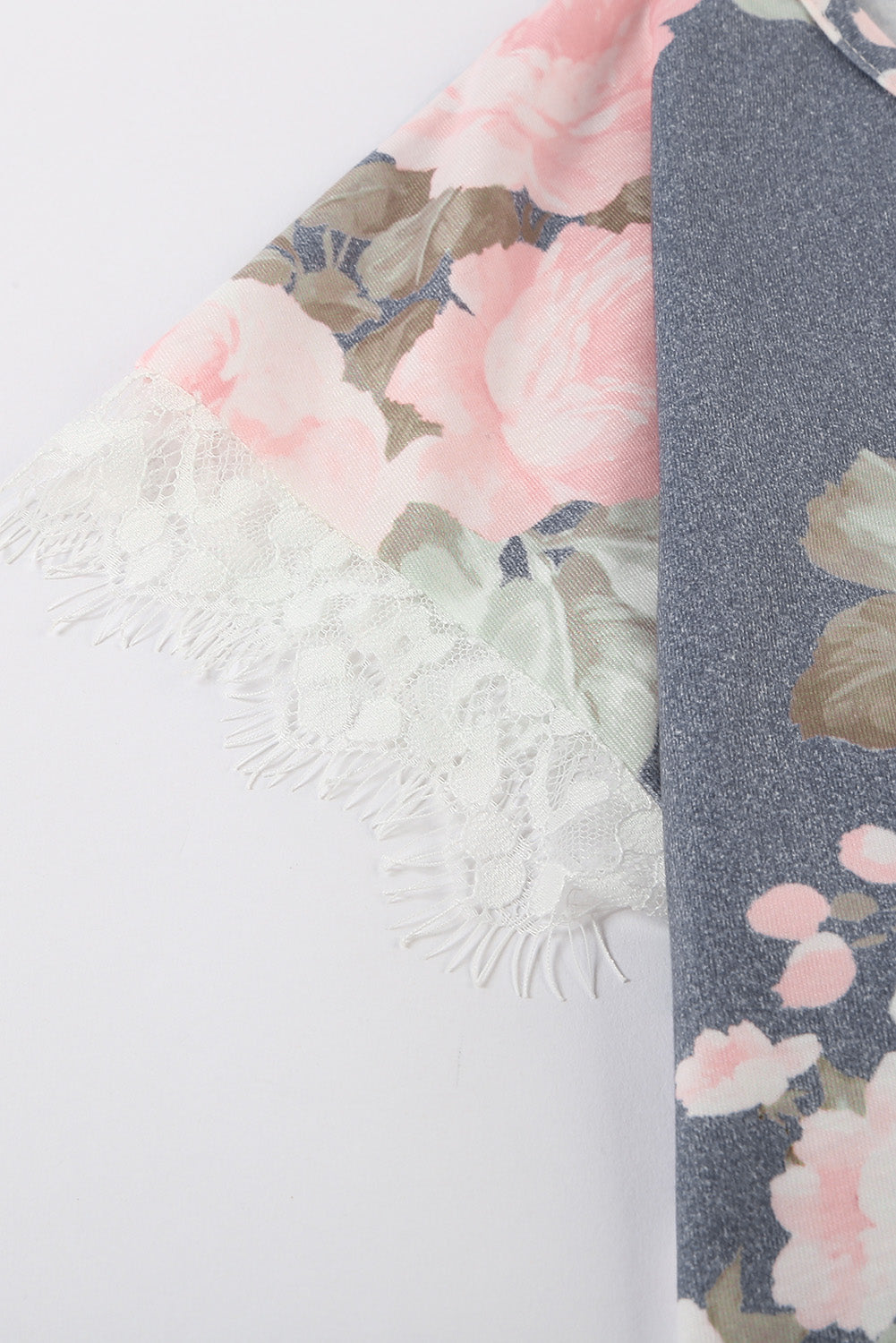 Camiseta Gris Estampado Floral