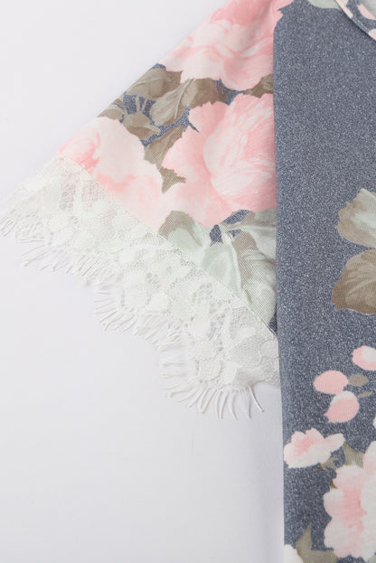 Camiseta Gris Estampado Floral