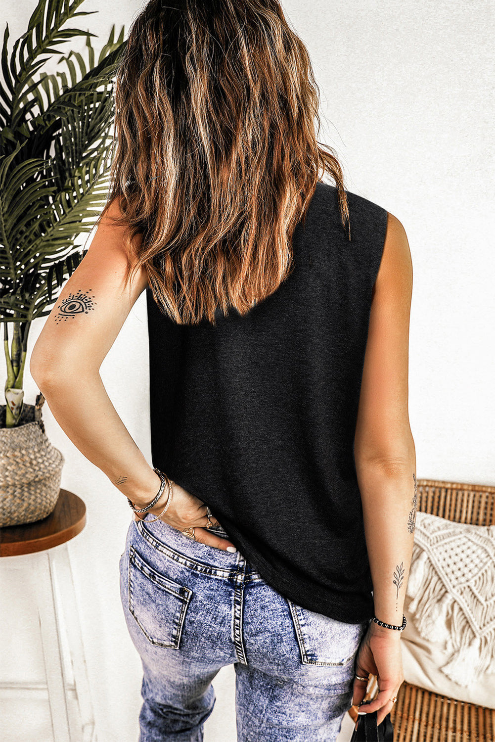 Débardeur à imprimé drapeau américain découpé