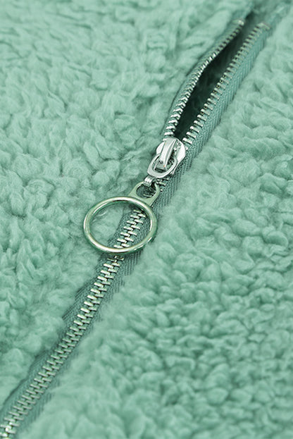 Sweat-shirt à capuche zippé 1/4 en sherpa avec kangourou