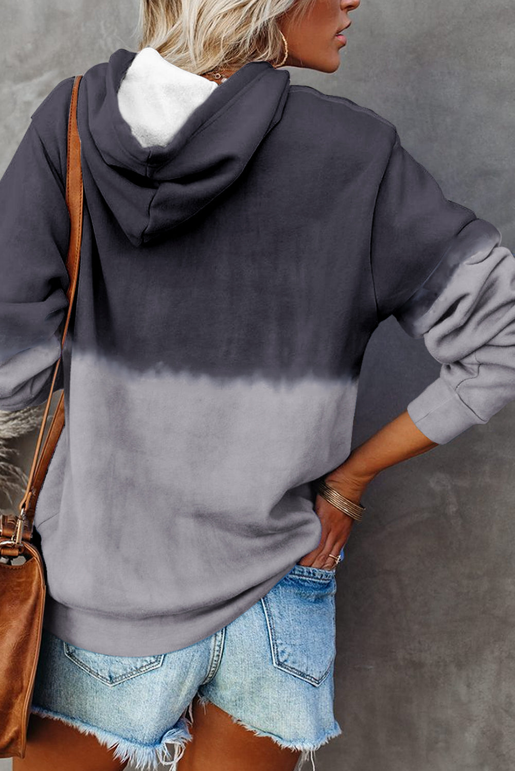 Dip-Dye Colorblock Drawstring Hoodie with Pockets