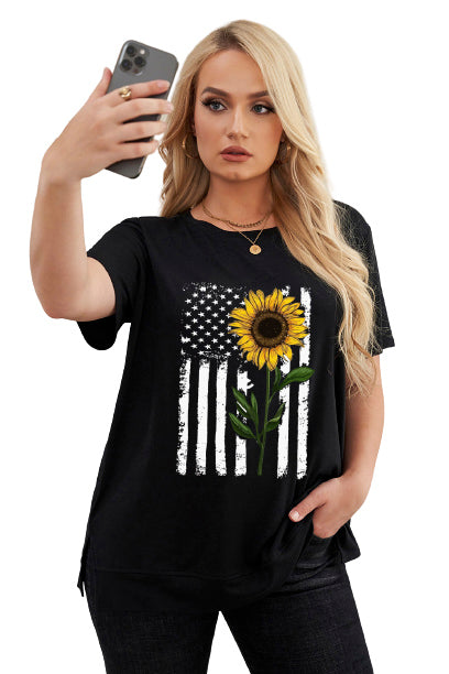 T-shirt ras du cou grande taille à imprimé léopard et éclairs