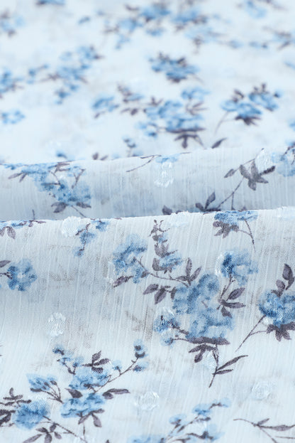 Floral Print Drawstring Long Bell Sleeve Blouse