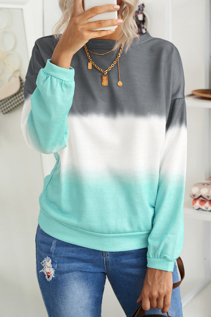 Color Block Tie Dye Pullover Sweatshirt