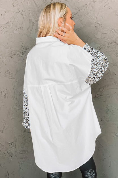 Chemise patchwork à manches longues et épaules tombantes