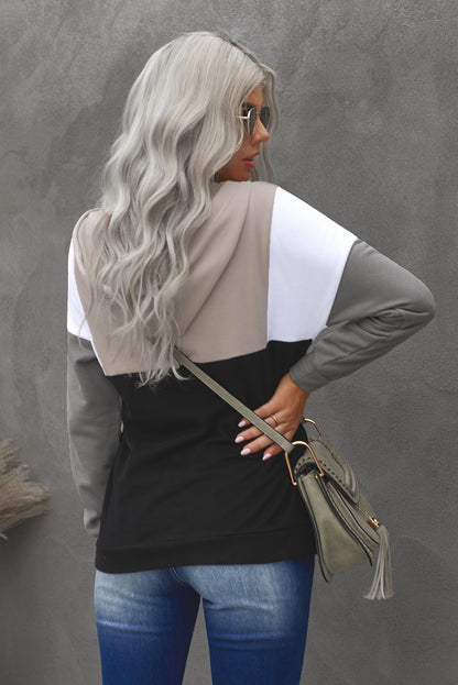 Sweat à capuche zippé colorblock