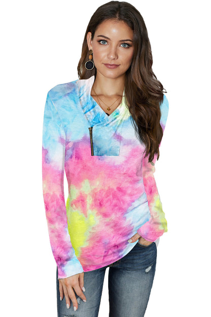 Pull zippé à imprimé tie-dye 