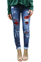 Patches Of Leopard Denim Distressed Jeans