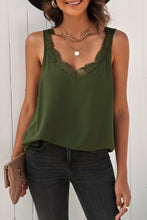 Solid Lace Splicing Tank Top