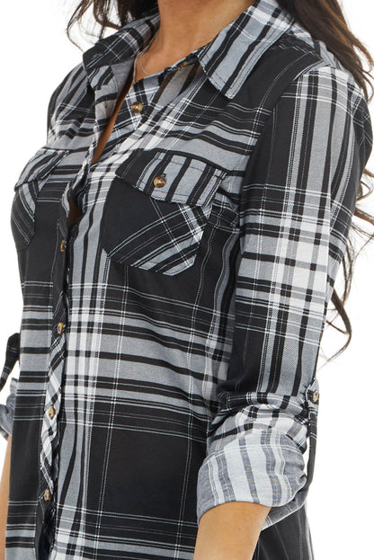 Plaid Button Shirt with Pockets