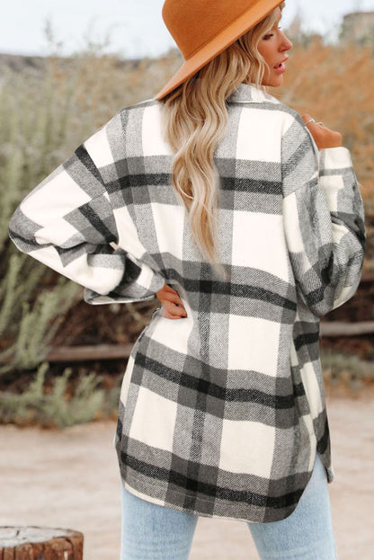 Veste à carreaux avec poche pour femme