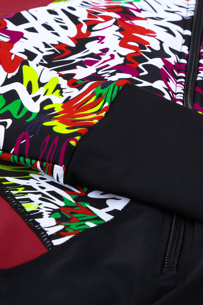 Traje de baño de una pieza Rashguard con patchwork a rayas florales