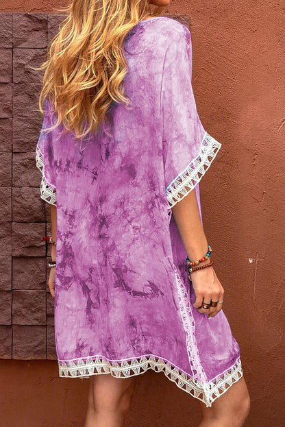 Vestido de playa teñido anudado a crochet 