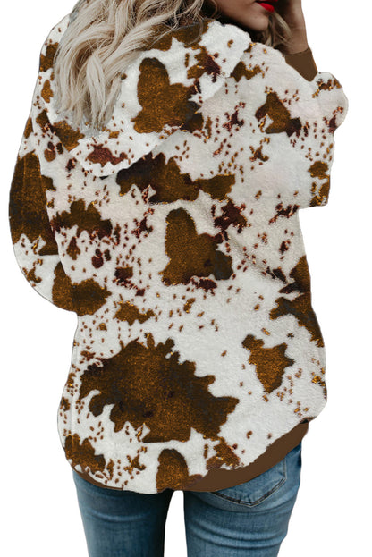 Camo Print Warm Furry Pullover Hoodie