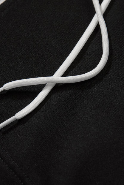 Sweat à capuche à manches longues et demi-fermeture éclair avec poche 