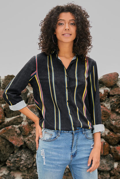 Blue Striped Modern Women Shirt - HannaBanna Clothing