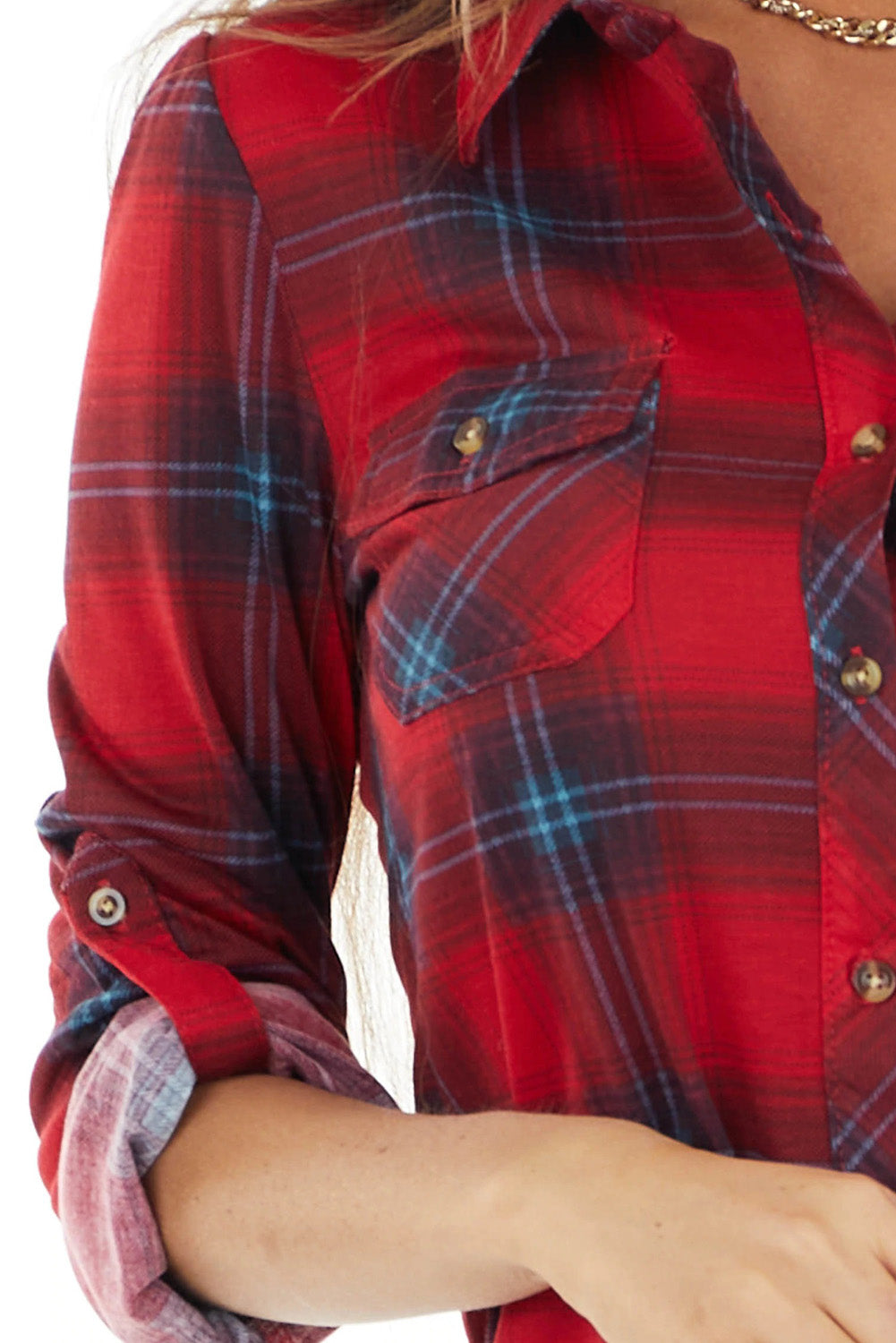Plaid Button Shirt with Pockets