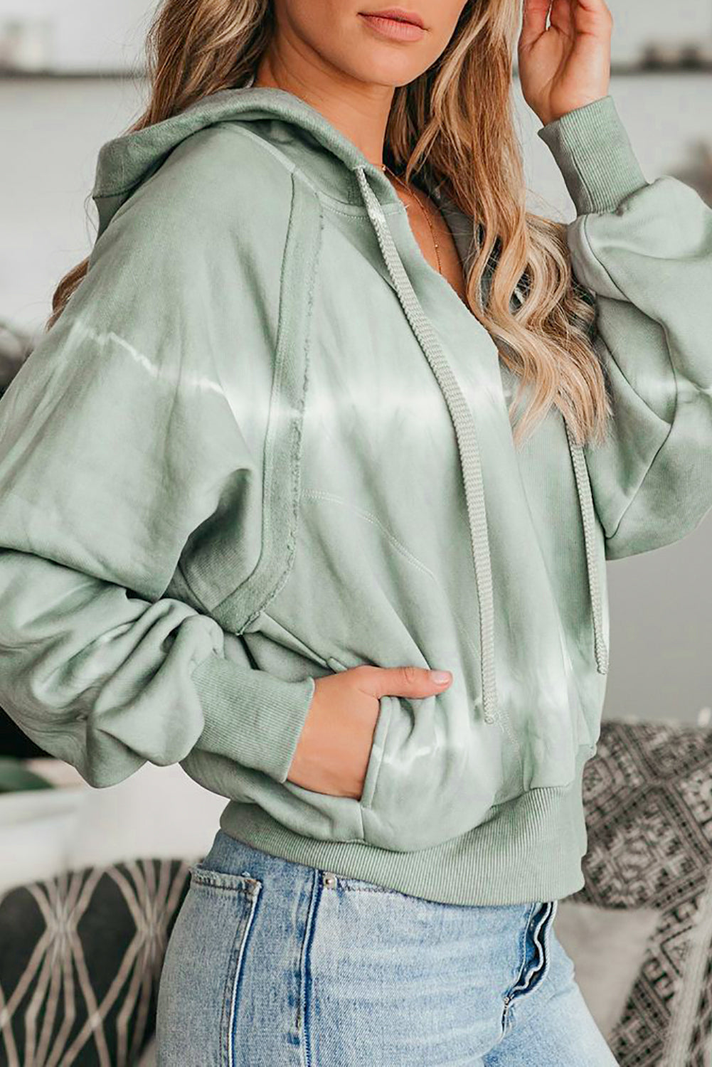 Sudadera tie-dye con bolsillo en algodón