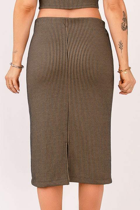 Striped Bodycon Midi Skirt
