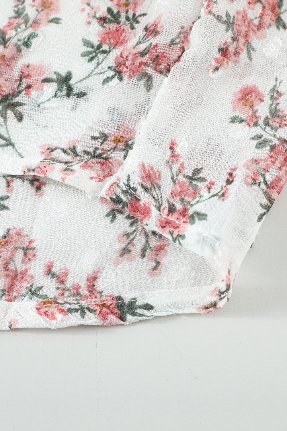 Floral Print Drawstring Long Bell Sleeve Blouse