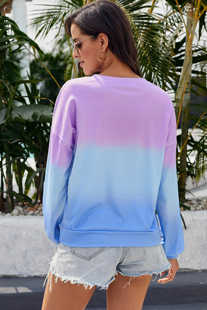 Color Block Tie Dye Pullover Sweatshirt