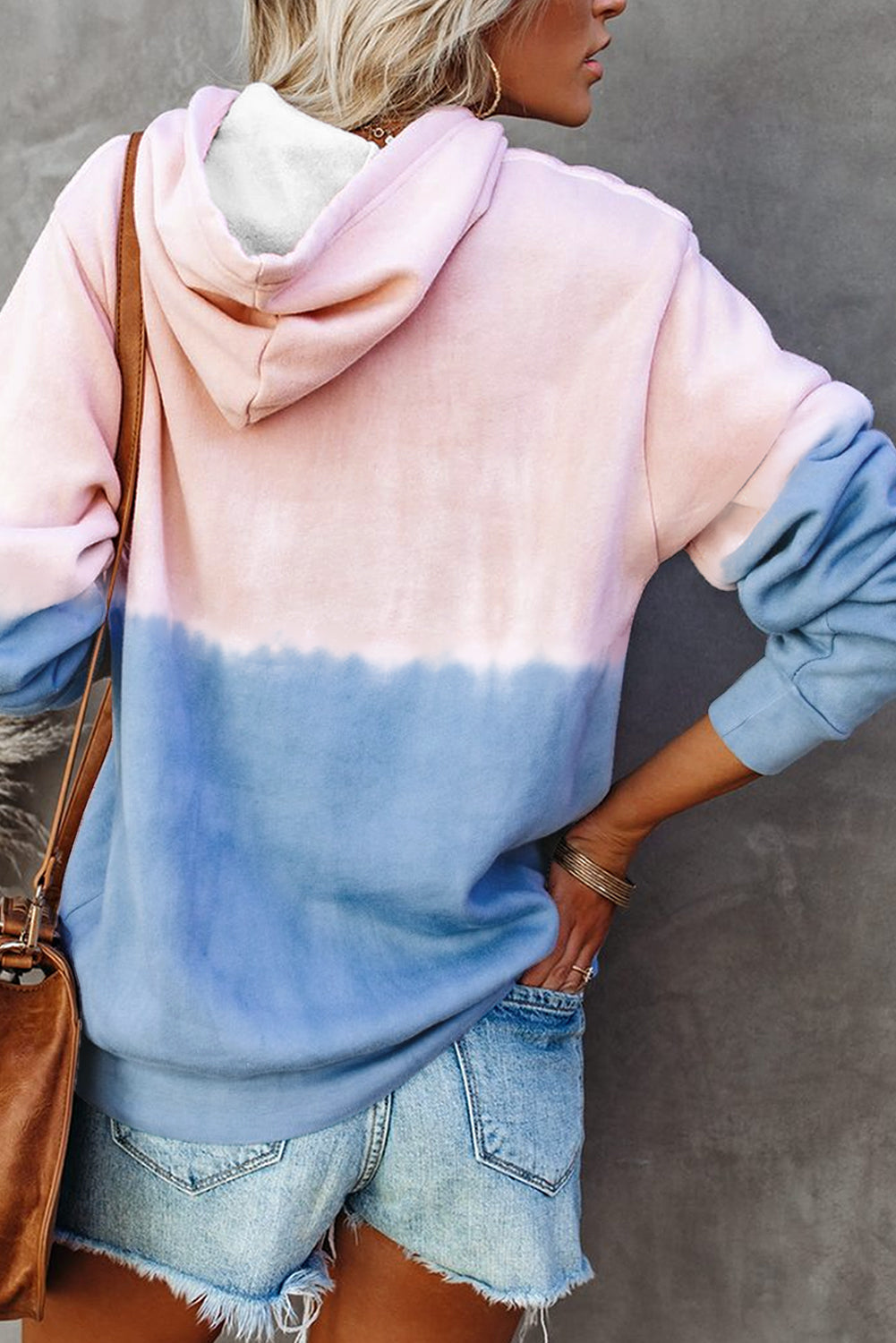 Dip-Dye Colorblock Drawstring Hoodie with Pockets