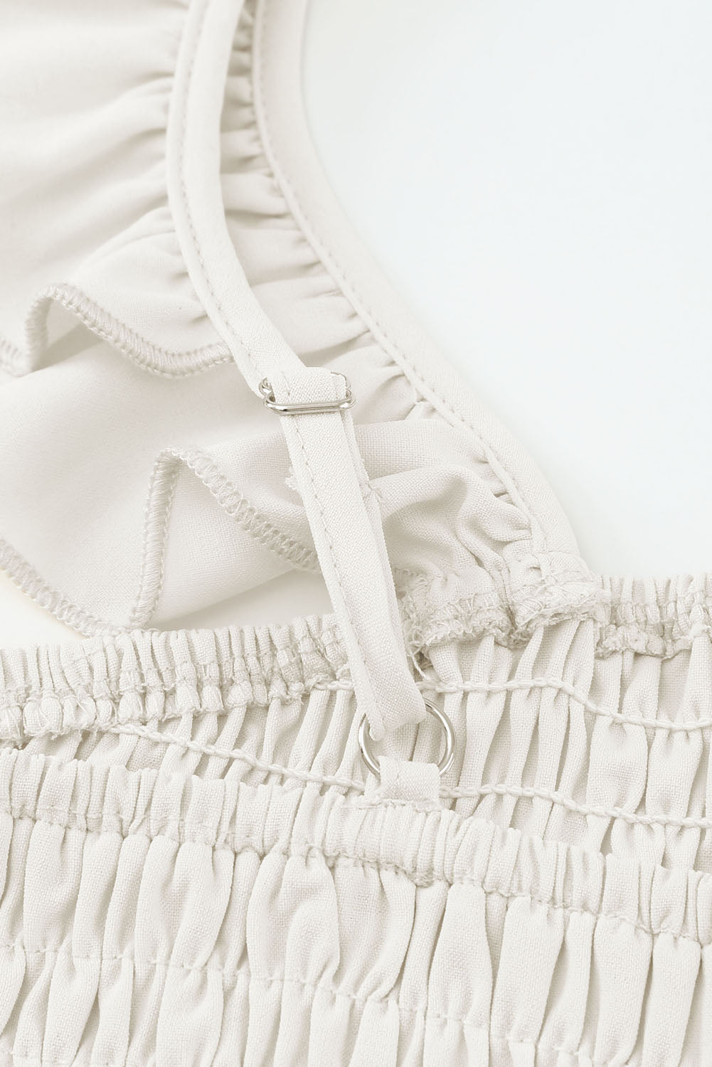 Mono largo de pernera ancha con fruncido y manga alborotada