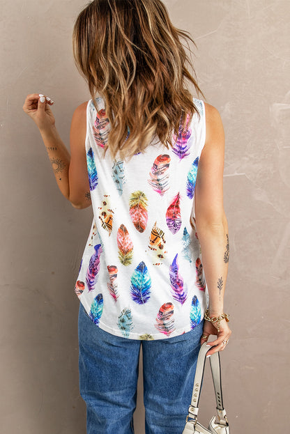 Multicolor Aztec Feather Tank Top