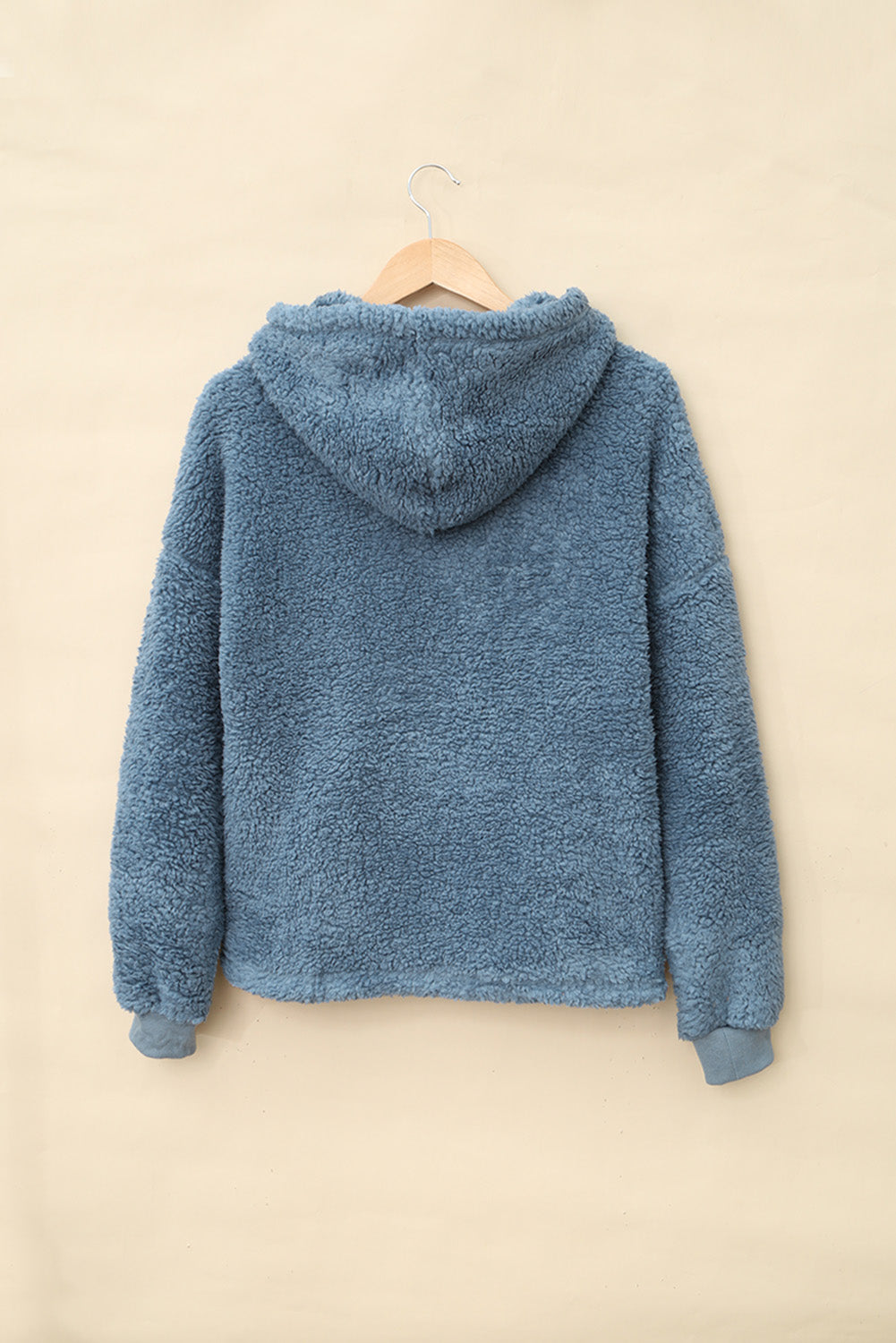 Sweat-shirt à capuche zippé 1/4 en sherpa avec kangourou