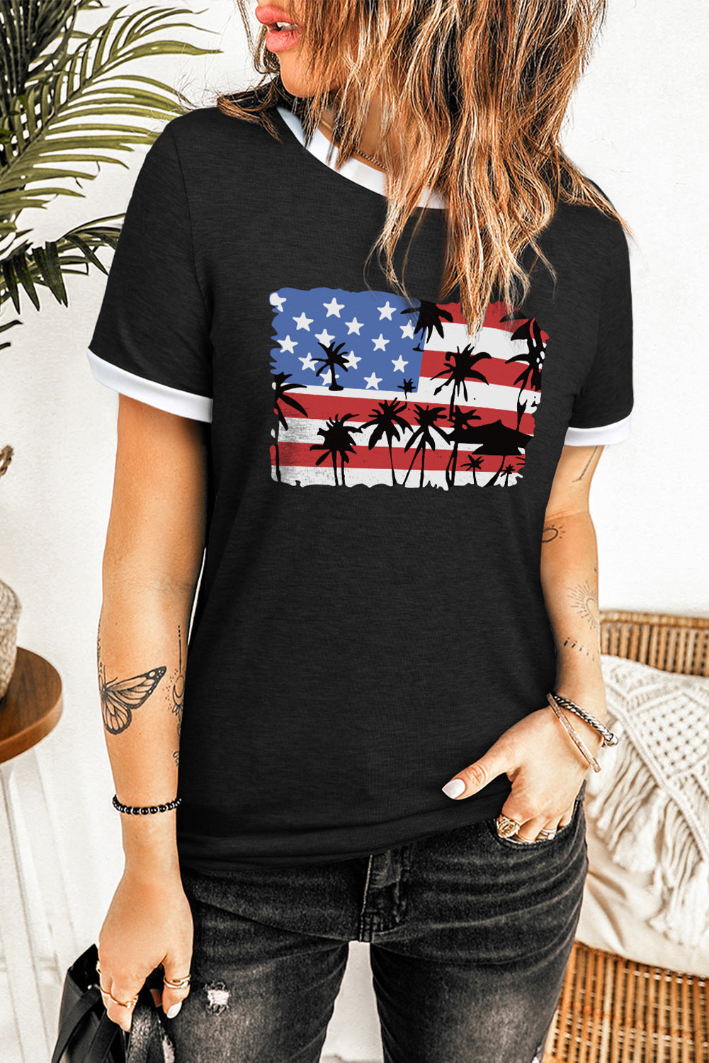 Top de manga corta con cuello redondo