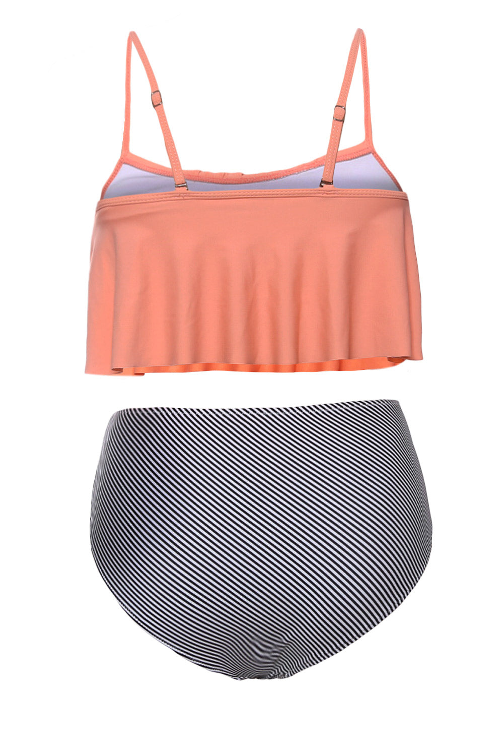 Maillot de bain taille haute avec haut brillant et bas rayé