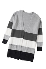 Open Front Colorblock Cardigan with Pockets