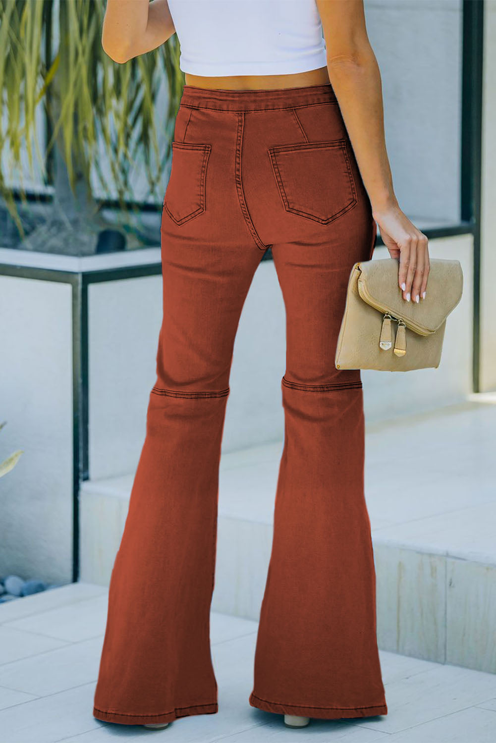 Jean cloche taille haute avec poches 