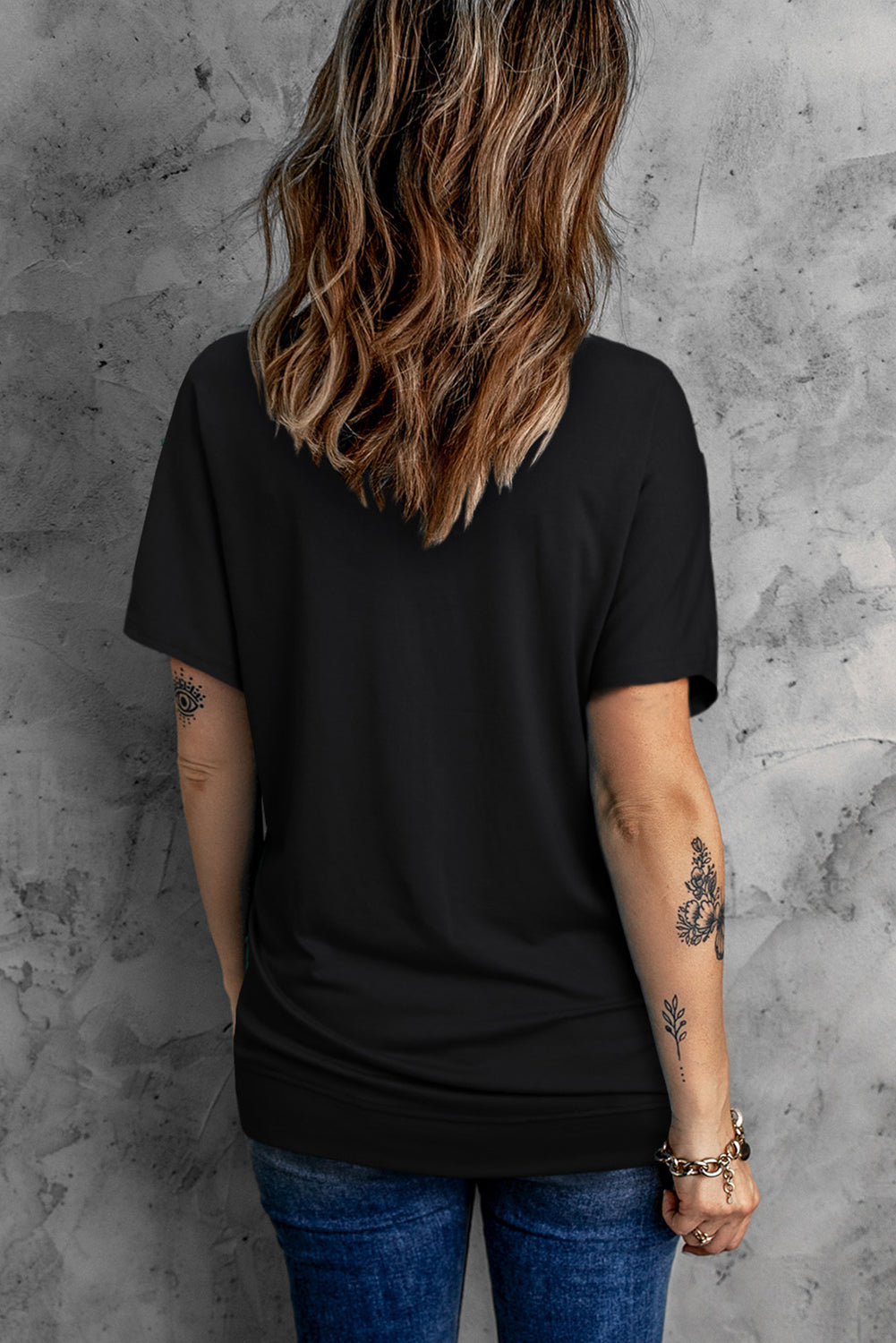 T-shirt uni à manches courtes et col rond 