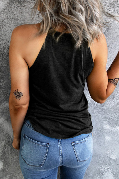 Solid Color Crew Neck Tank Top