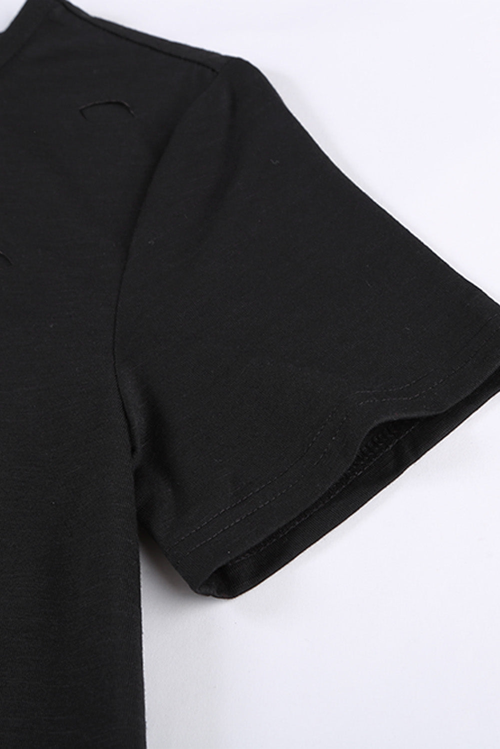 Distressed Crew Neck Leaves Pattern T-shirt