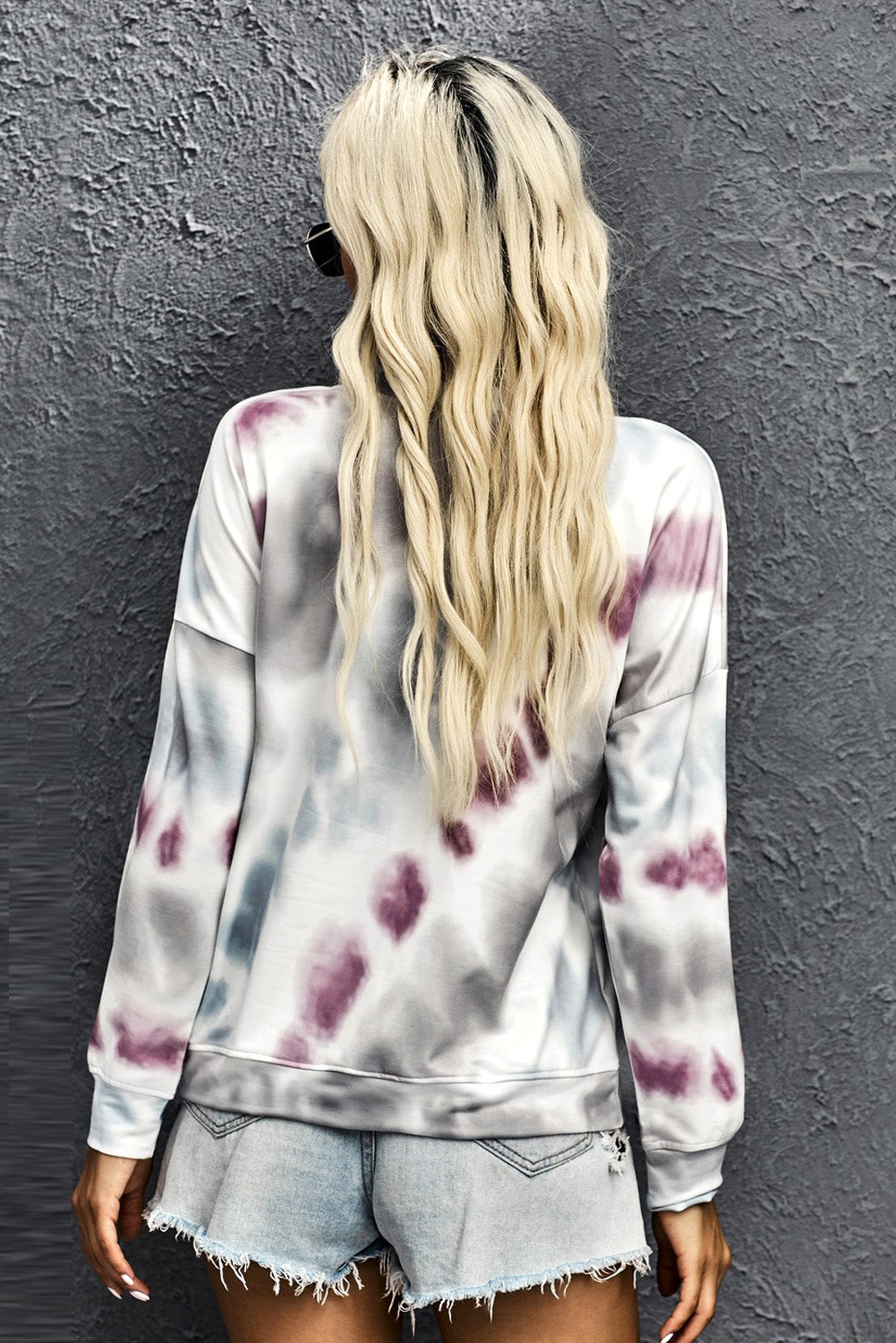 Sweat-shirt décontracté à col rond et imprimé tie-dye 