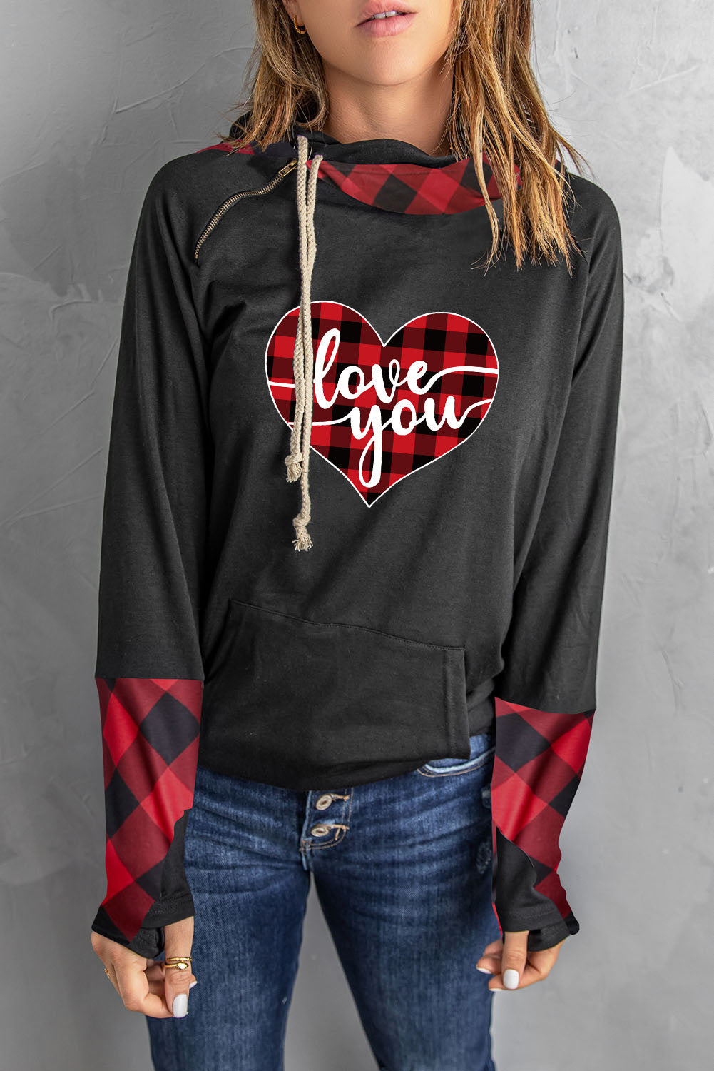 Sweat à capuche avec trou pour le pouce Double Hoods