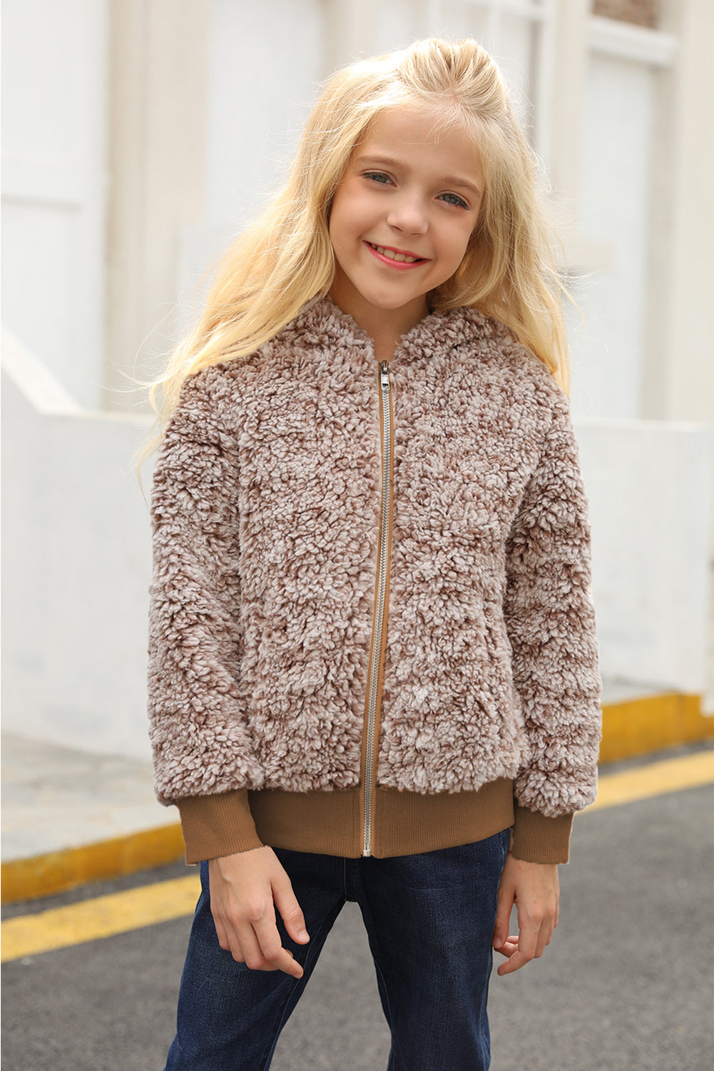 Girls' Faux Fur Bomber Jacket