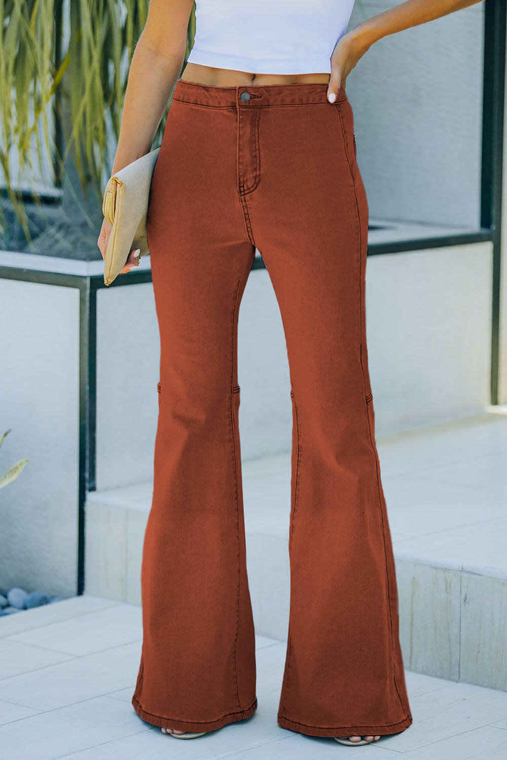 Jean cloche taille haute avec poches 