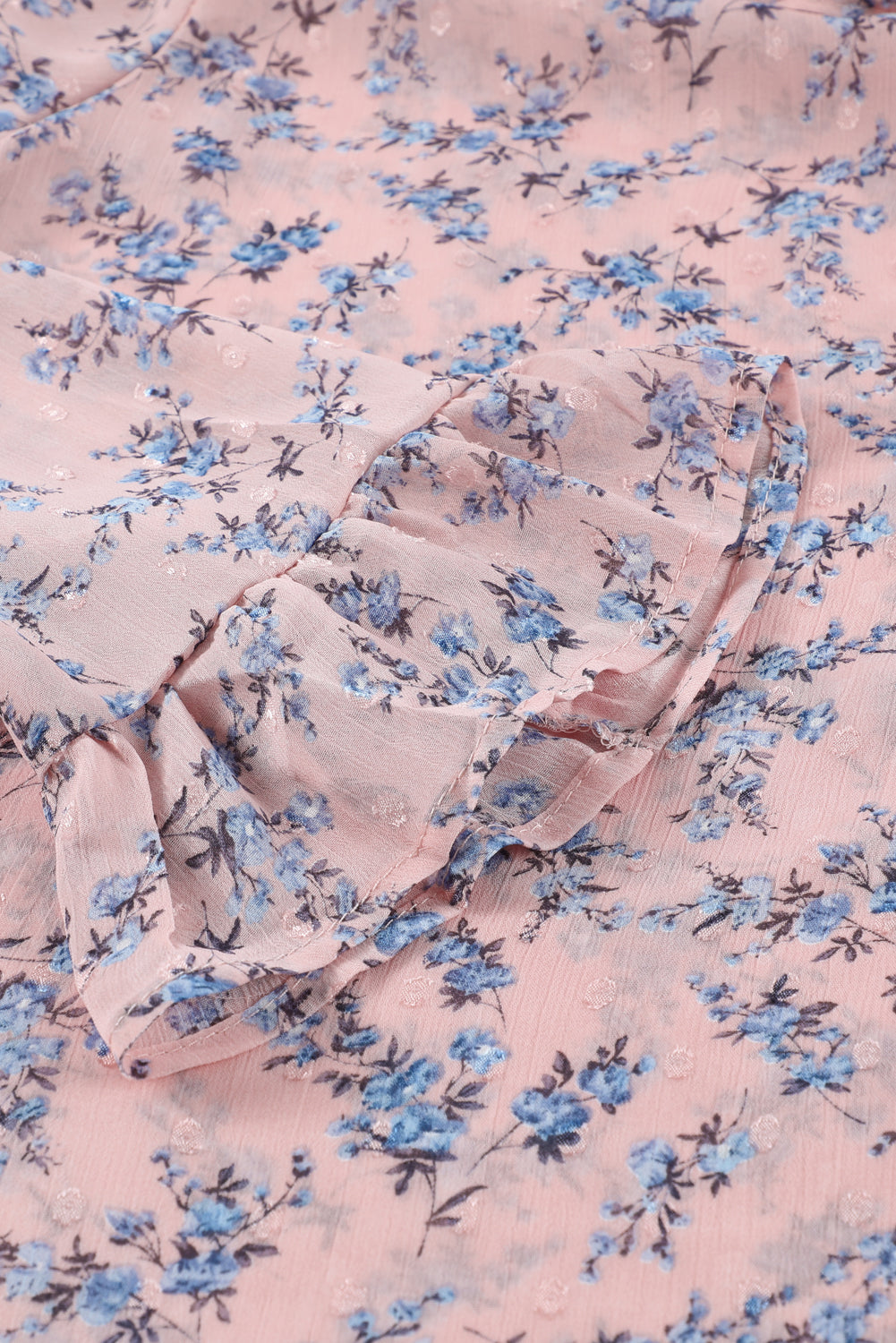 Floral Print Drawstring Long Bell Sleeve Blouse