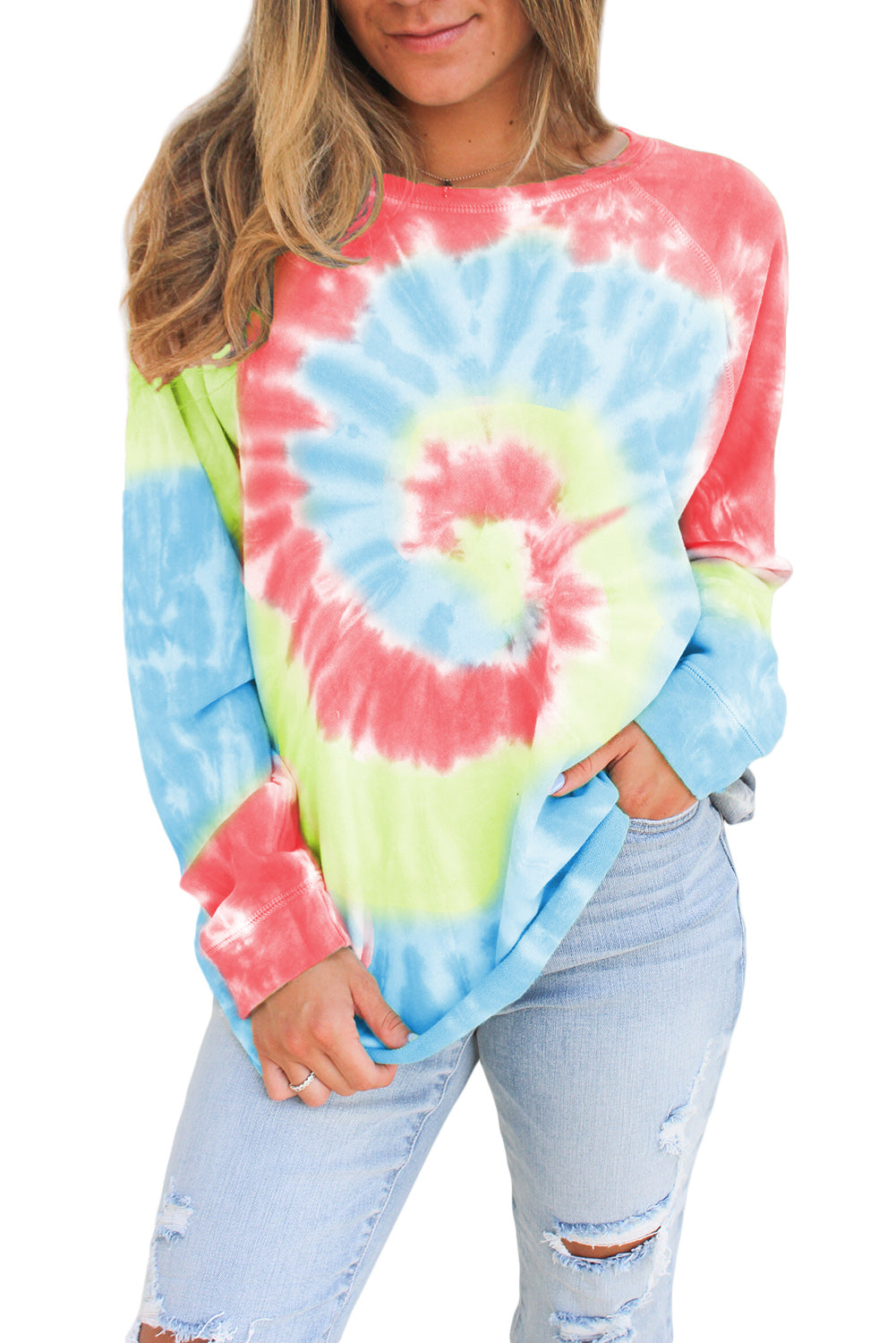 Sudadera de ocio holgada con teñido anudado de Ombre 